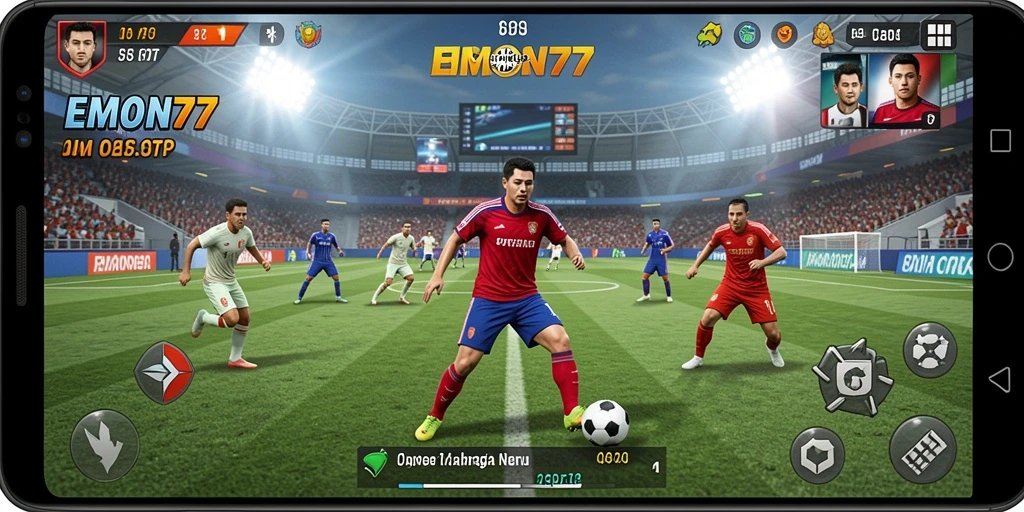 Screenshot utama EMON77 menampilkan aksi seru dalam gameplay Sports.