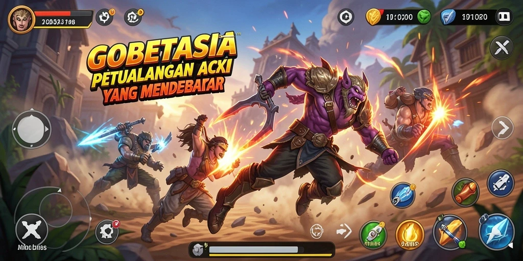 Tampilan aksi mendebarkan dari gameplay GOBETASIA.