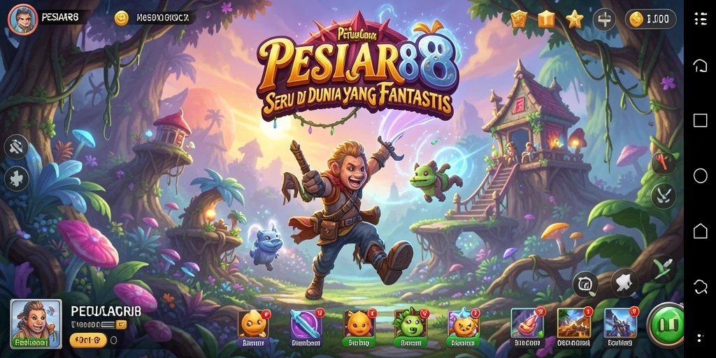 Screenshot utama menunjukkan aksi petualangan seru dari PESIAR88.